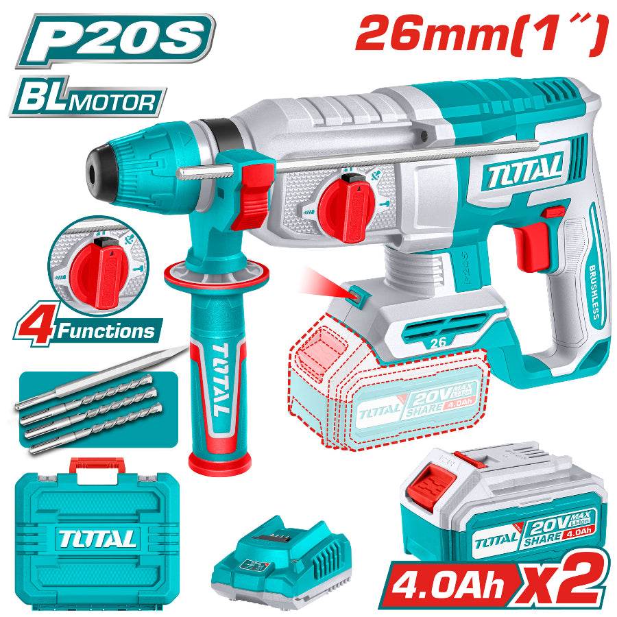 20V Cordless Rotary Hammer 26mm - Total Tools
